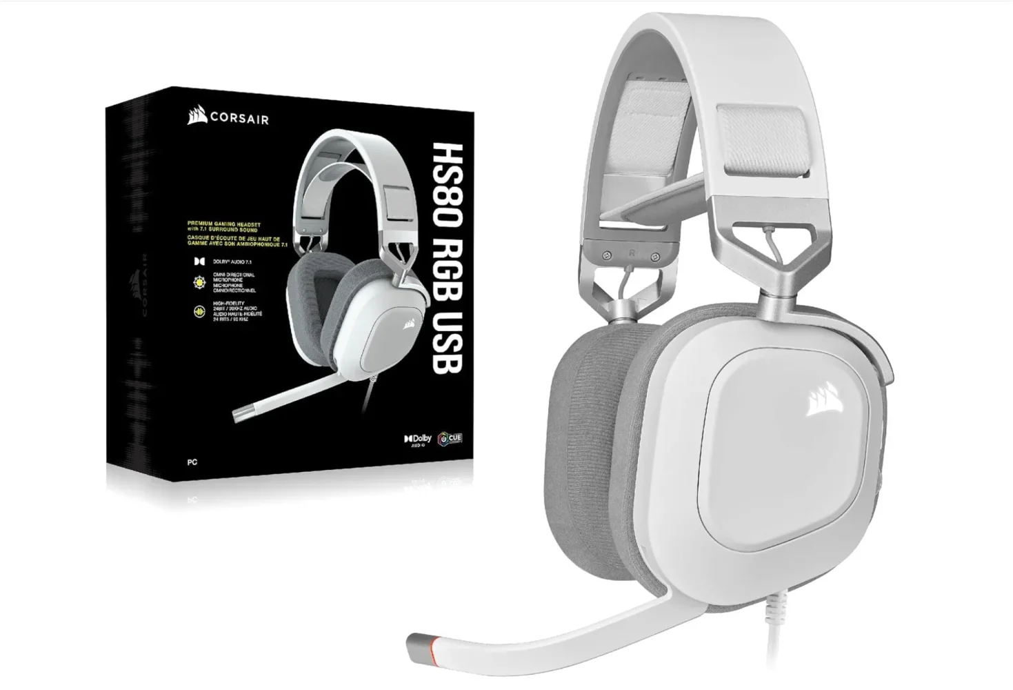 Corsair HS80 RGB USB Gaming Headset - White - Image 3