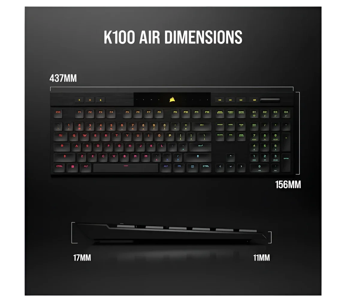 CORSAIR K100 AIR Wireless Mechanical Gaming Keyboard - Cherry MX ULP Tactile Low Profile Keyswitches - Image 11