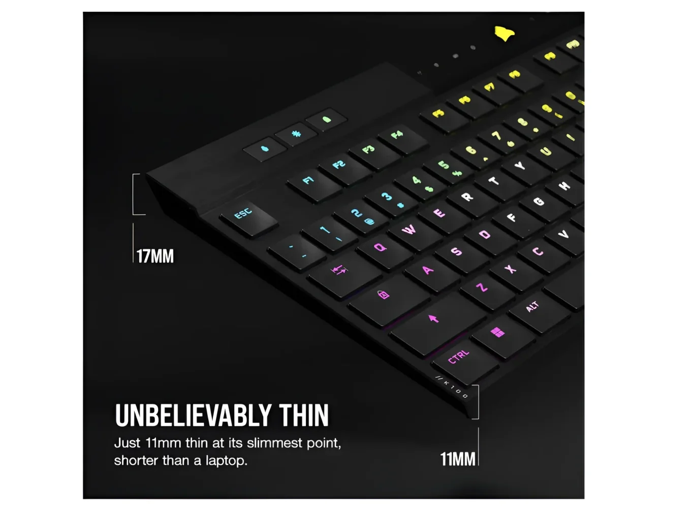 CORSAIR K100 AIR Wireless Mechanical Gaming Keyboard - Cherry MX ULP Tactile Low Profile Keyswitches - Image 3