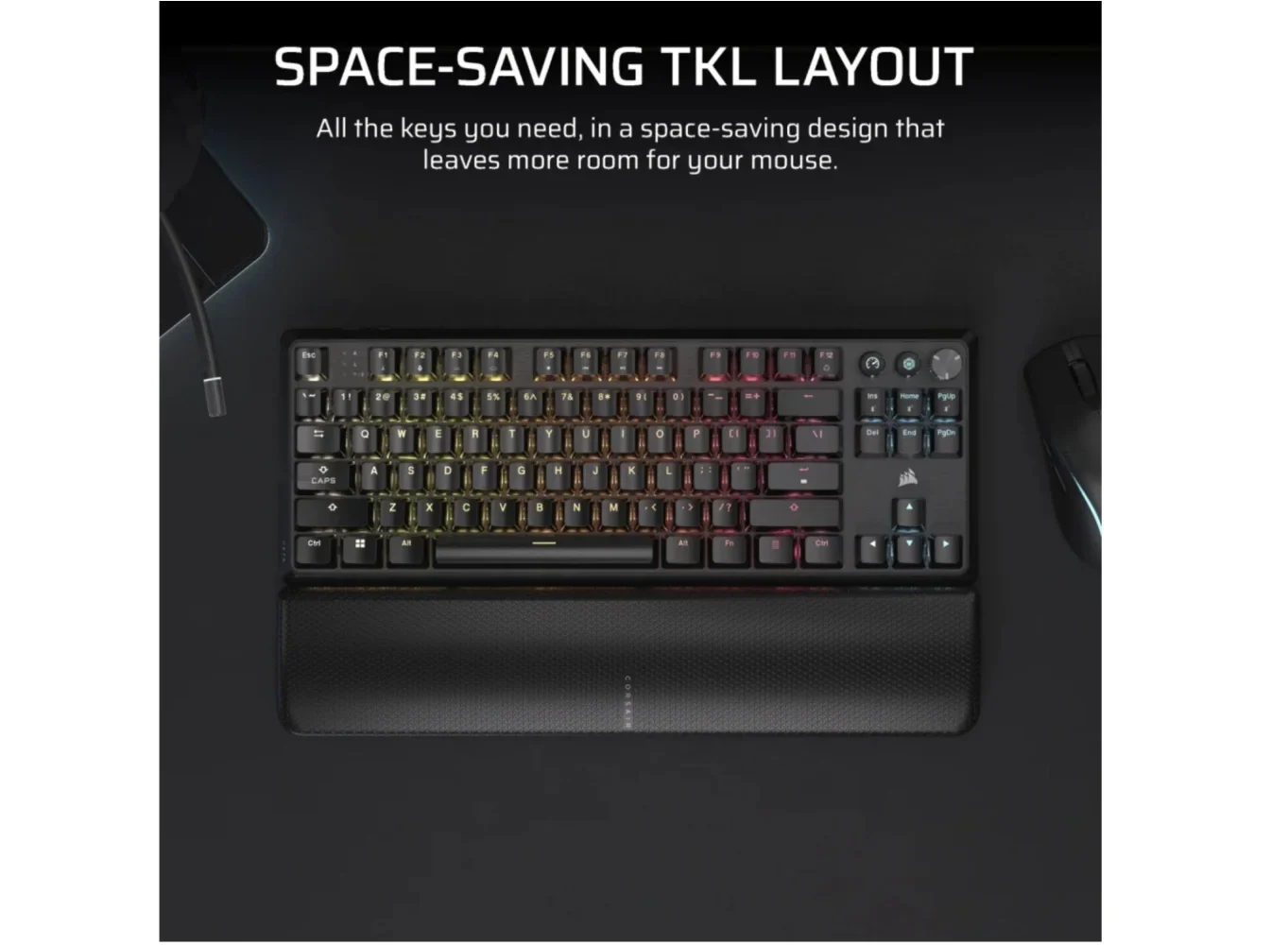 Corsair K70 CORE TKL RGB Wireless Mechanical Gaming Keyboard - MLX Red Switch - Image 9