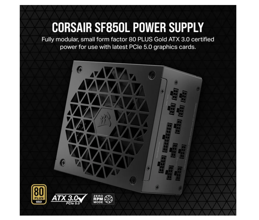 CORSAIR SF850L 850W Fully Modular Low-Noise Gold 80+ SFX Power Supply - Image 3