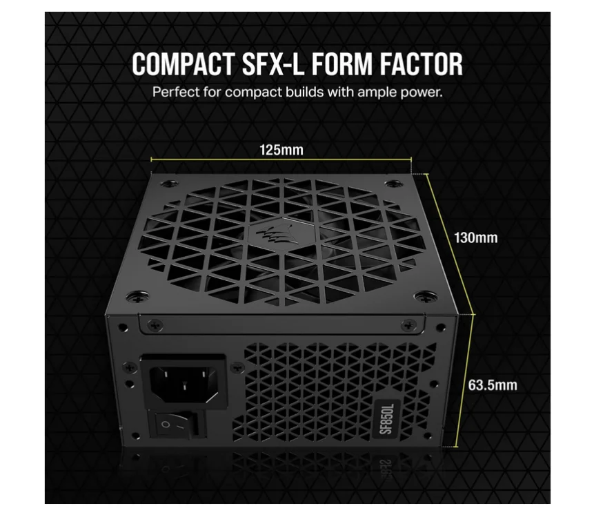 CORSAIR SF850L 850W Fully Modular Low-Noise Gold 80+ SFX Power Supply - Image 5