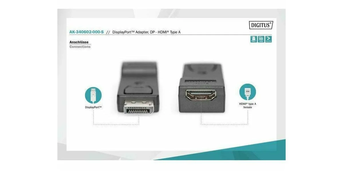 Digitus DisplayPort adapter DP (M) - HDMI Type A (F) - Image 3