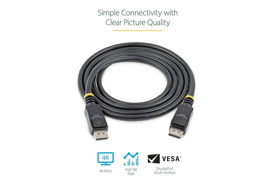 Startech DisplayPort Cable - 2m - 4K DisplayPort 1.2 Cable - DP to DP Cable - Image 3