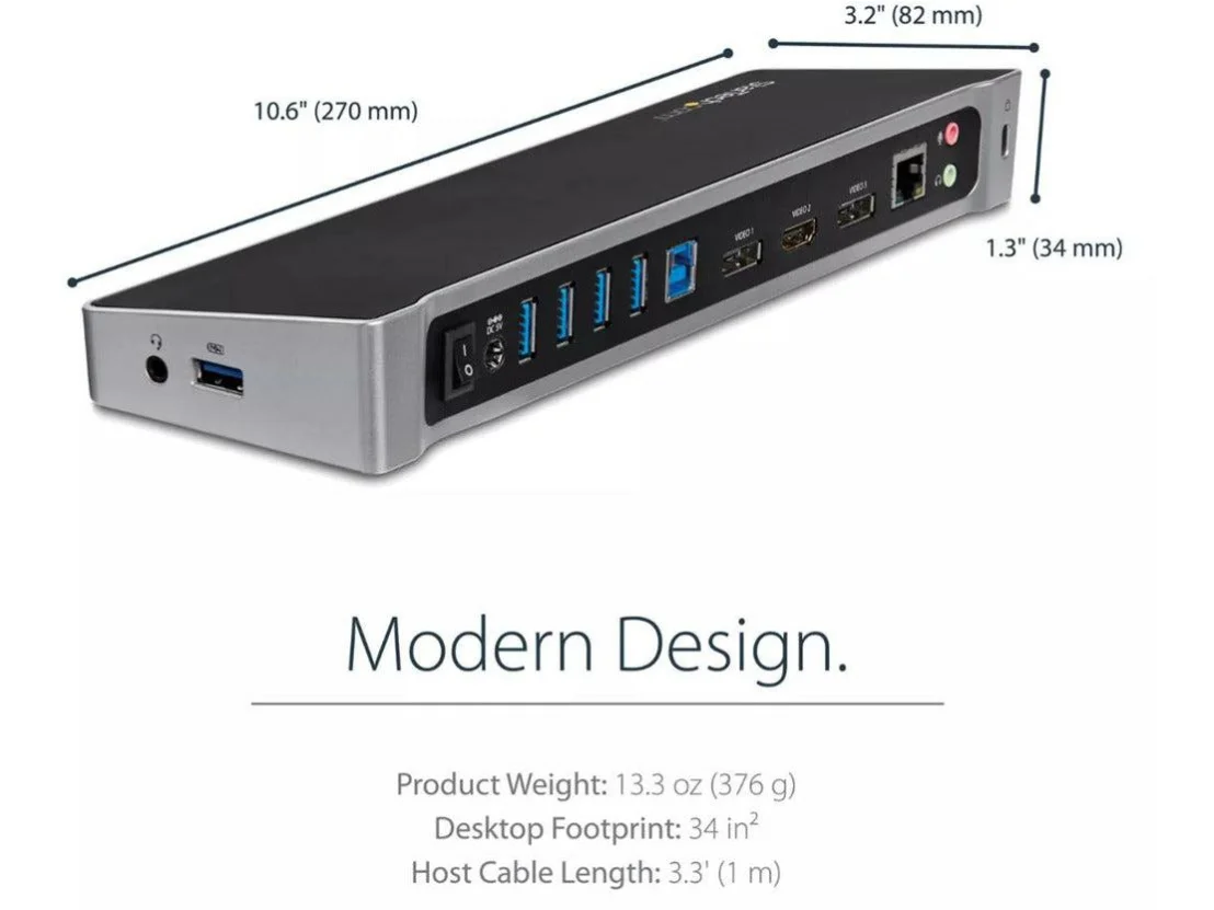 StarTech Triple Monitor USB 3.0 Laptop Docking Station - 4K HDMI, 2x DisplayPort - Universal USB Dock for Windows & Mac OS - Image 5